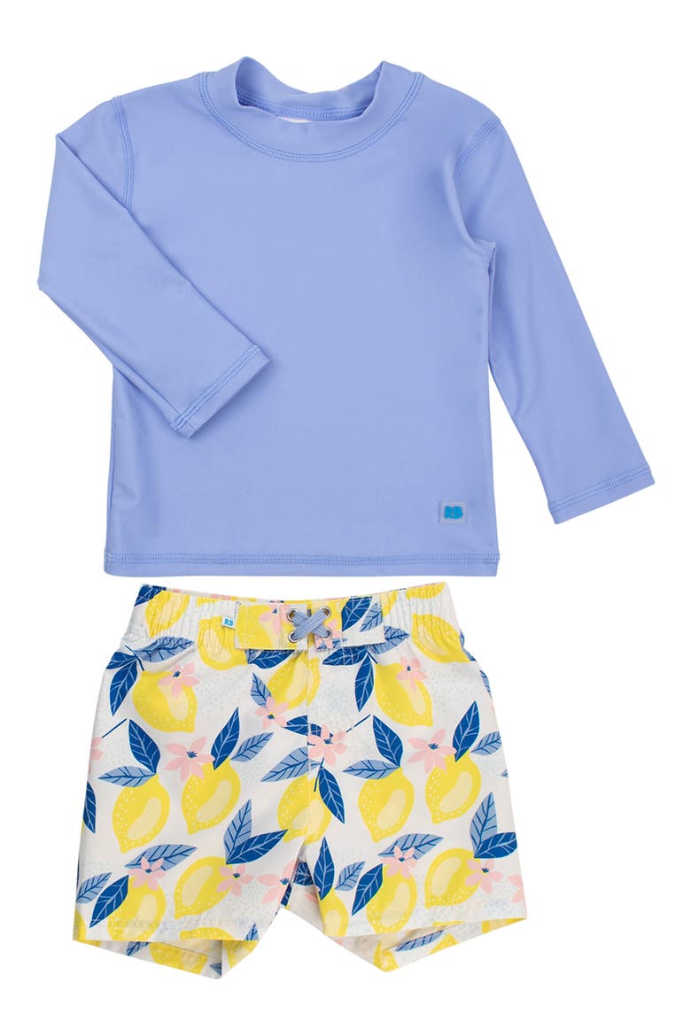 Periwinkle Long Sleeve Two-Piece Rashguard Swimsuit, Main, color, BLUE