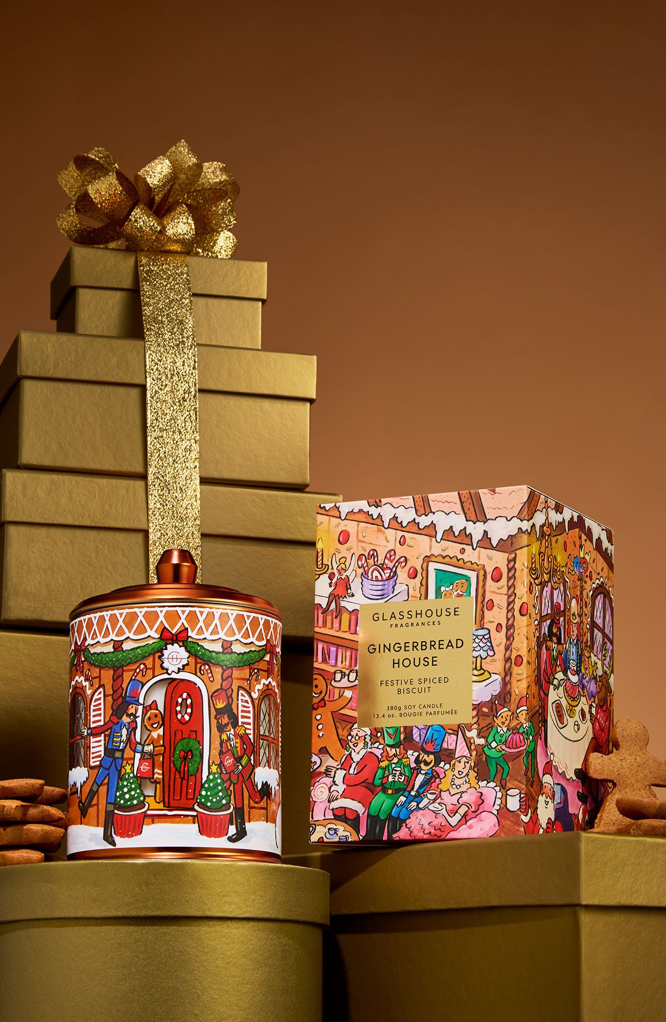 ☆GLASSHOUSE クリスマス仕様 ☆キャンドル新品 Glasshouse Fragrances Christmas Gingerbread House Soy Candle