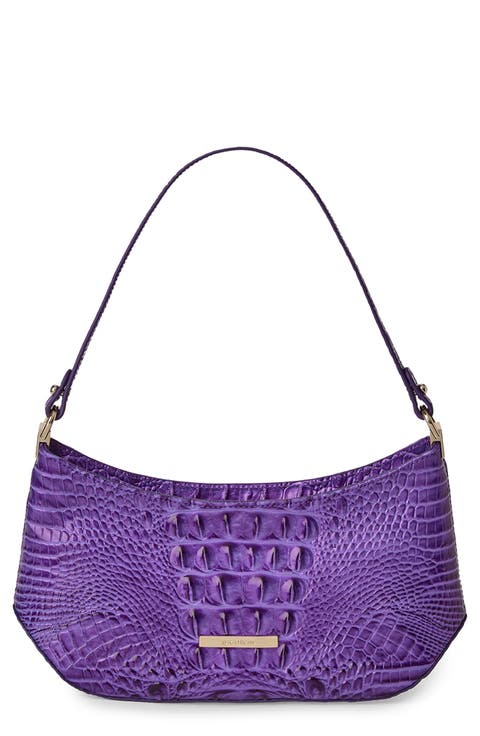 Lilibeth Croc Embossed Leather Shoulder Bag