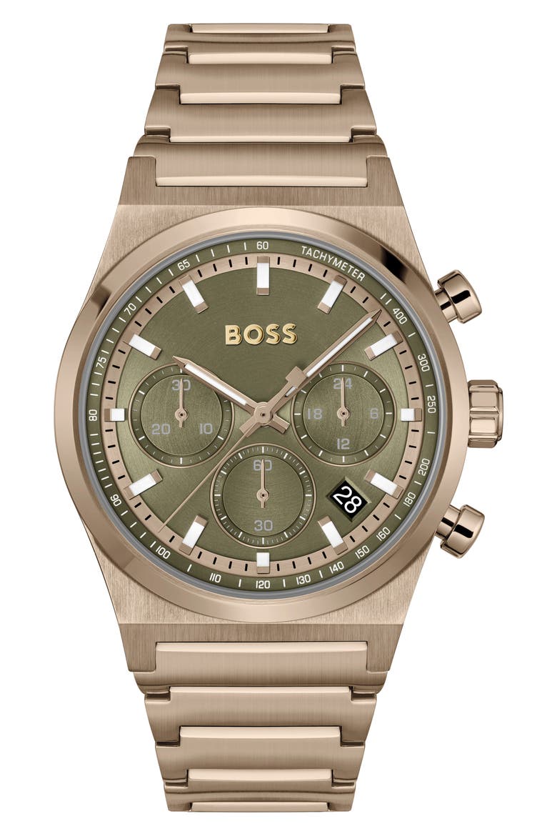 Candor Chronograph Bracelet Watch, 41mm, Main, color, OLIVE GREEN