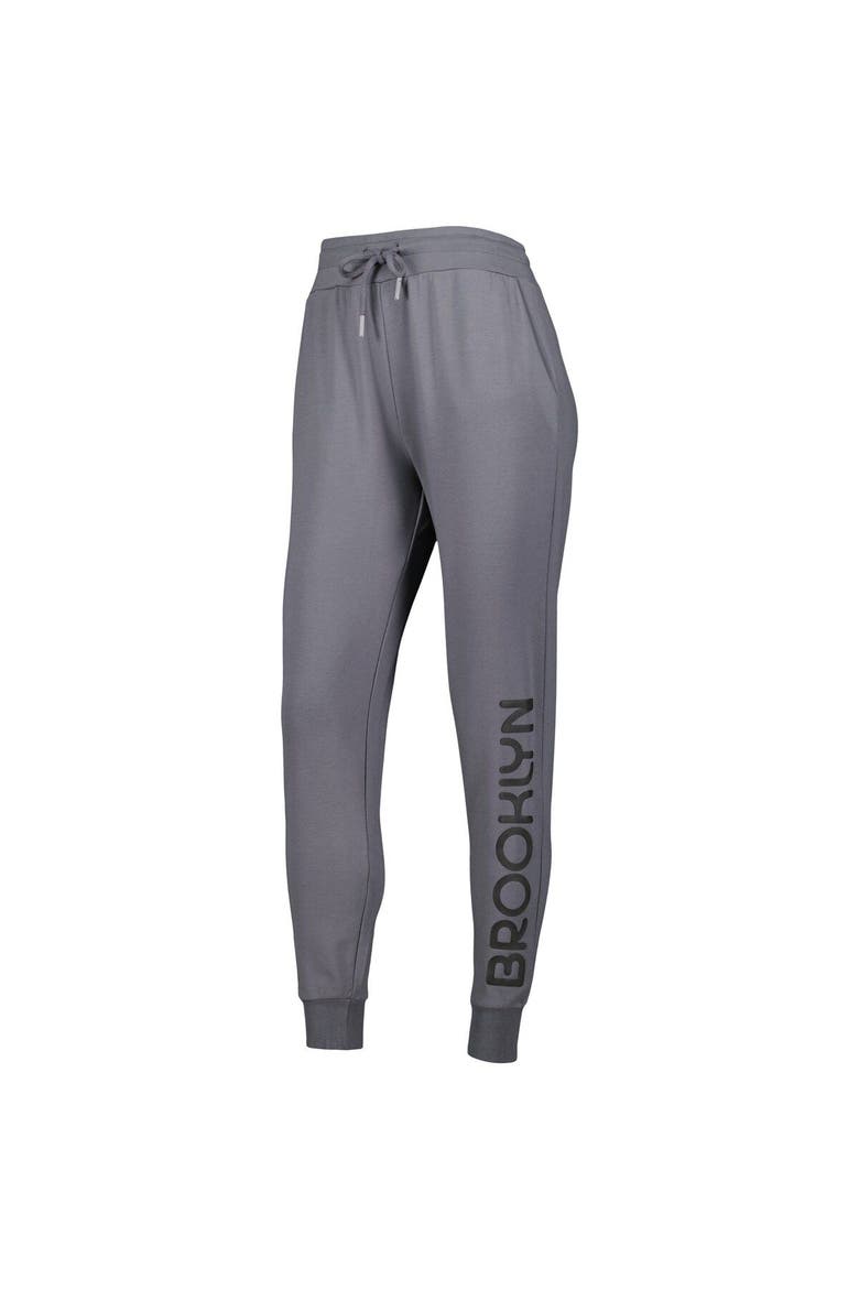 Women's Lusso Charcoal Brooklyn Nets Maddie & Matildas Raglan Tri-Blend Pullover Hoodie & Jogger Pants Set, Alternate, color, Charcoal