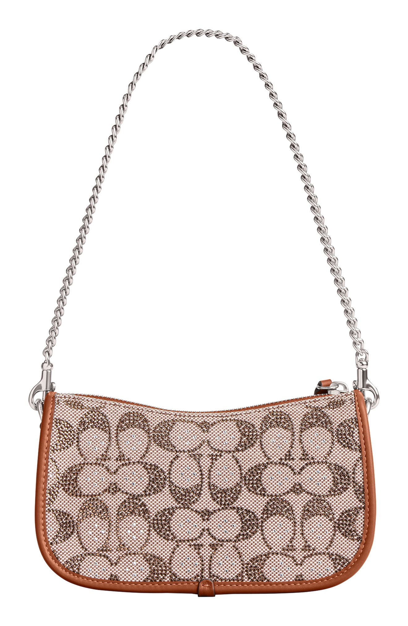 COACH Swinger Crystal Signature Jacquard & Leather Shoulder Bag, Alternate, color, Lh/Burnished Amber