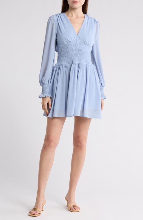 Smocked Long Sleeve Dress
