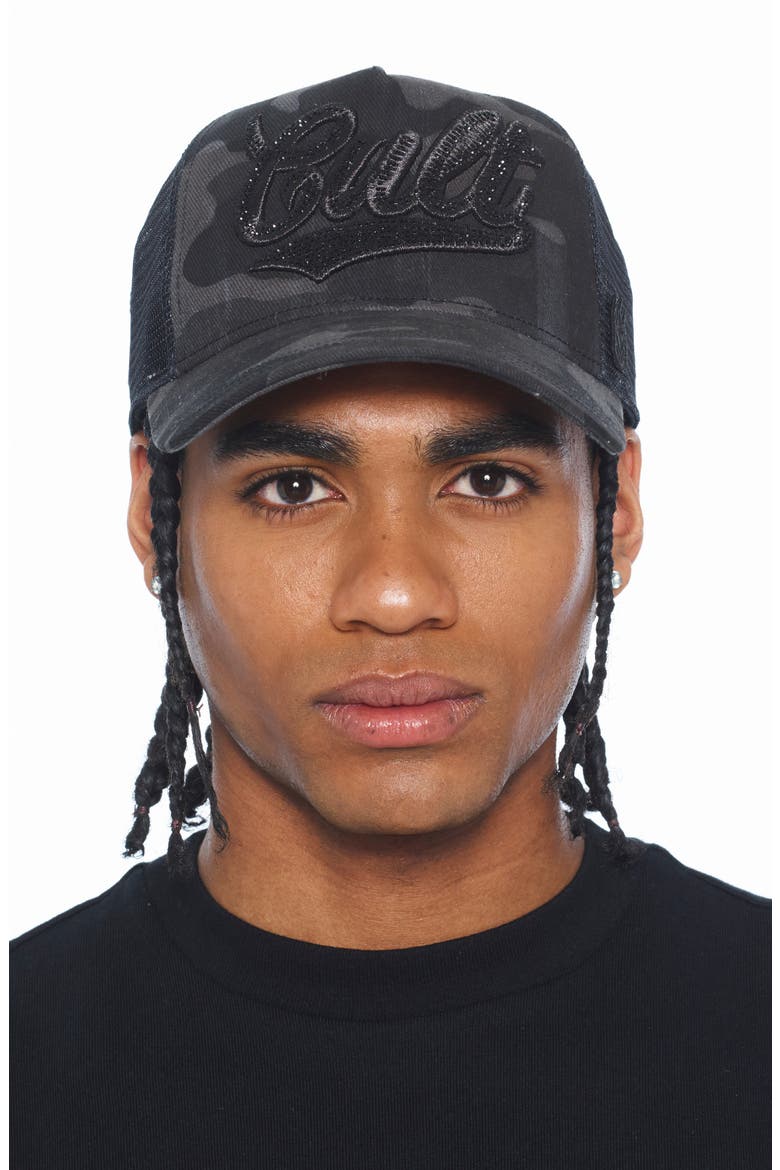 Mesh Back Trucker Baseball Cap, Alternate, color, BLACK CAMO