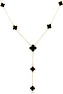 The Lovery Onyx Clover Station Lariat Necklace