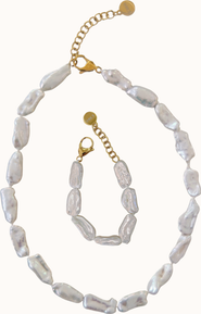 Joiana Jewelry Biwa Pearl Necklace and Bracelet Set