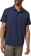 TravisMathew Comfortknit Geo Short Sleeve Button-Up Shirt