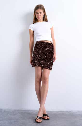 Topshop Sequin Velvet Miniskirt