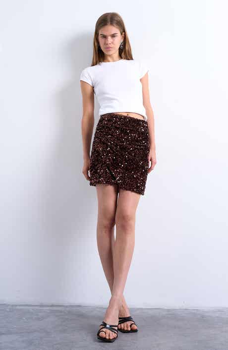 Topshop Sequin Velvet Miniskirt