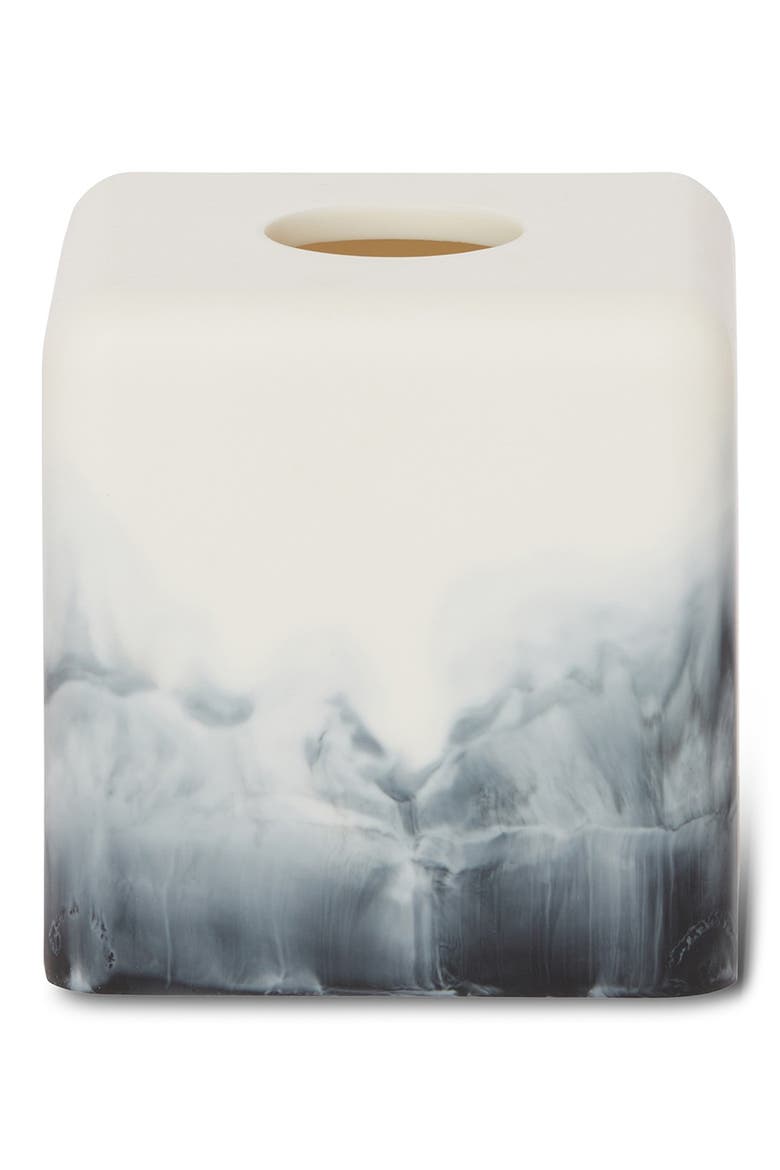Ombré Tissue Box Cover, Main, color, WHITE/ BLACK