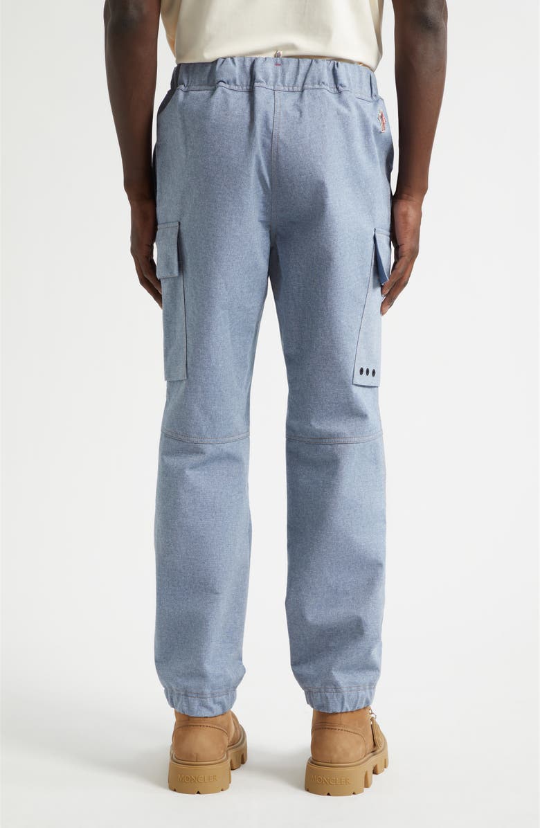 Moncler Grenoble Belted Chambray Cargo Joggers, Alternate, color, Rain Washed