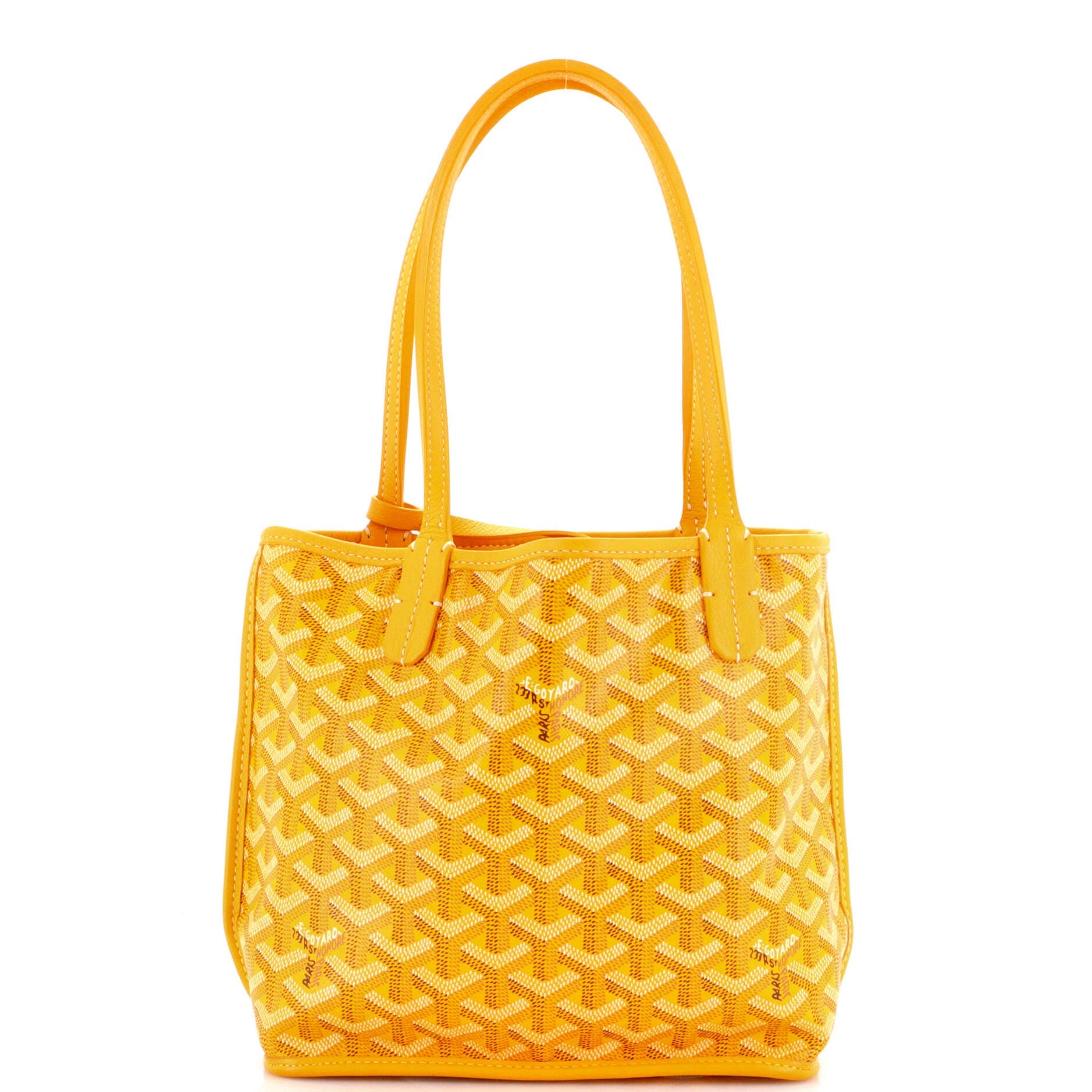 Pre-Owned Goyard Anjou Reversible Tote Coated Canvas Mini, Main, color, Yellow