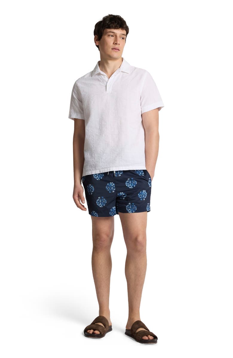 Onia Cotton Linen Pop Over Polo Tee, Main, color, White