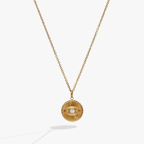 Alex And Ani Evil Eye Crystal Pendant Necklace In Gold