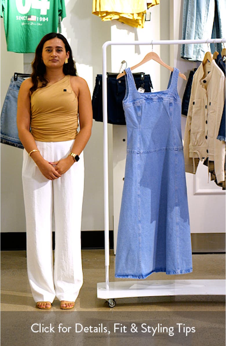 Sleeveless Drop Waist Denim Midi Dress, sales video thumbnail