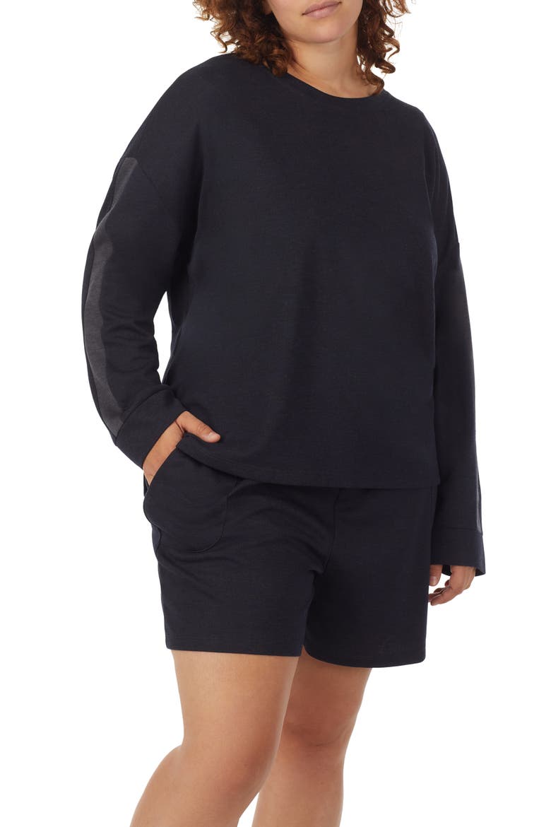 Refinery 29 Long Sleeve Pajama Top, Alternate, color, BLACK