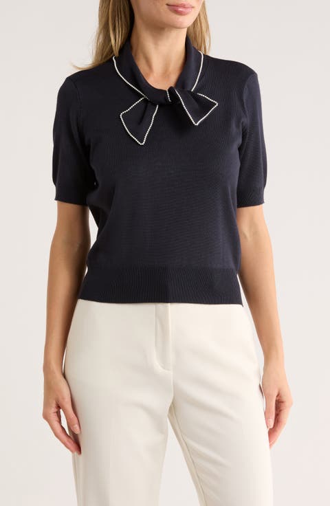 Harmony Short Sleeve Tie Front Sweater