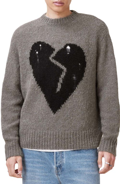 Allsaints Luvheart Crewneck Sweater In Gunmetal Grey