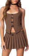 EDIKTED Palmer Plaid Bow Halter Top