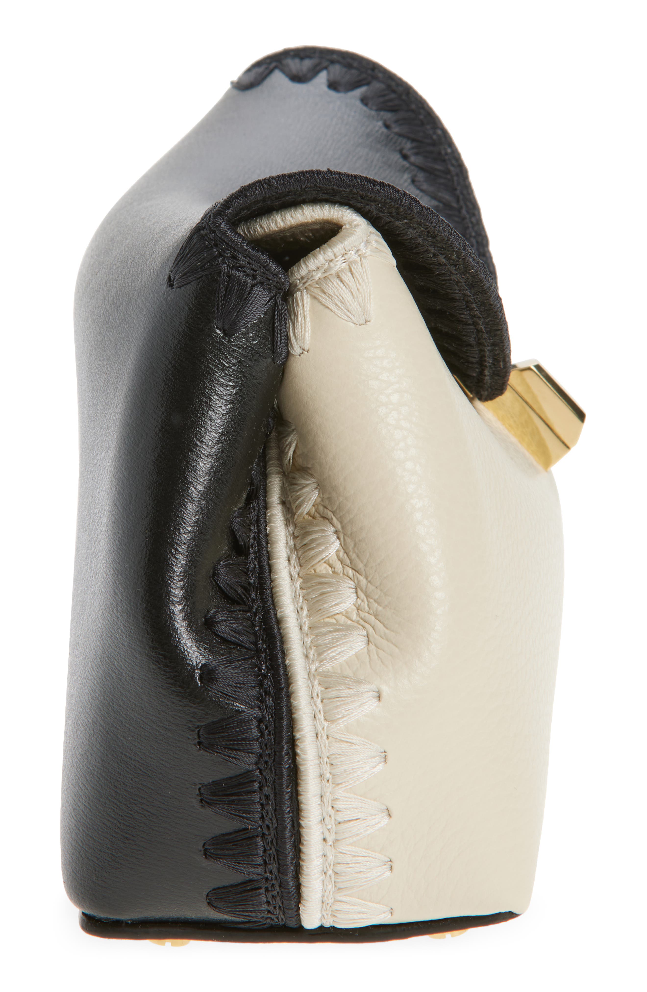 TOTEME Mini T-Lock Leather Clutch, Alternate, color, Black/ Milk