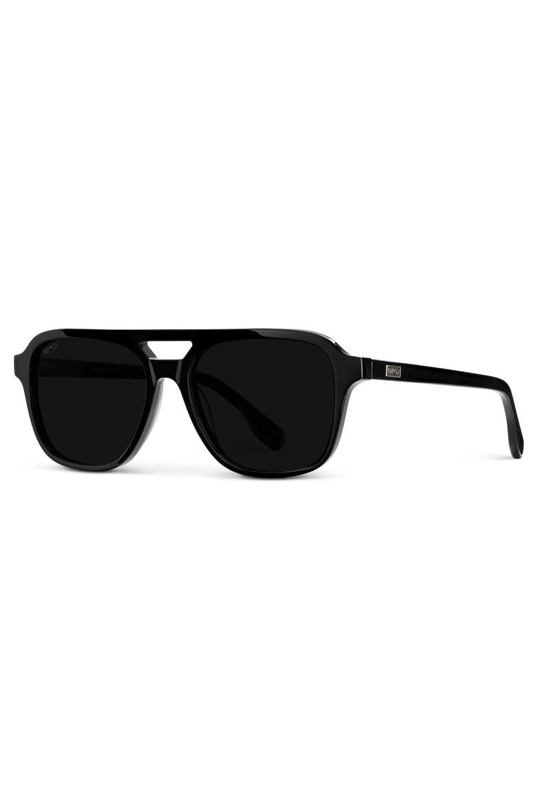 Dean - 54mm Double Bridge Aviator Polarized Sunglasses, Alternate, color, Black