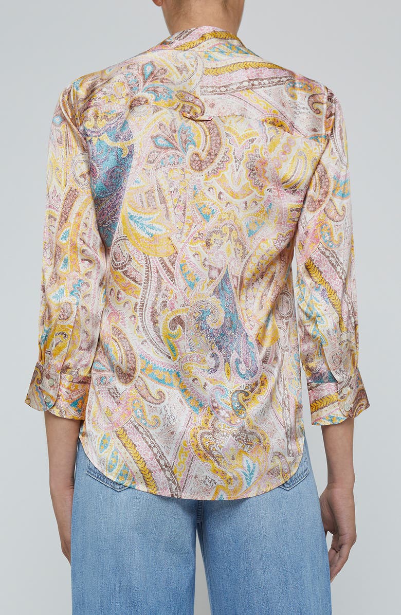 L'AGENCE Dani Silk Button-Up Shirt, Alternate, color,