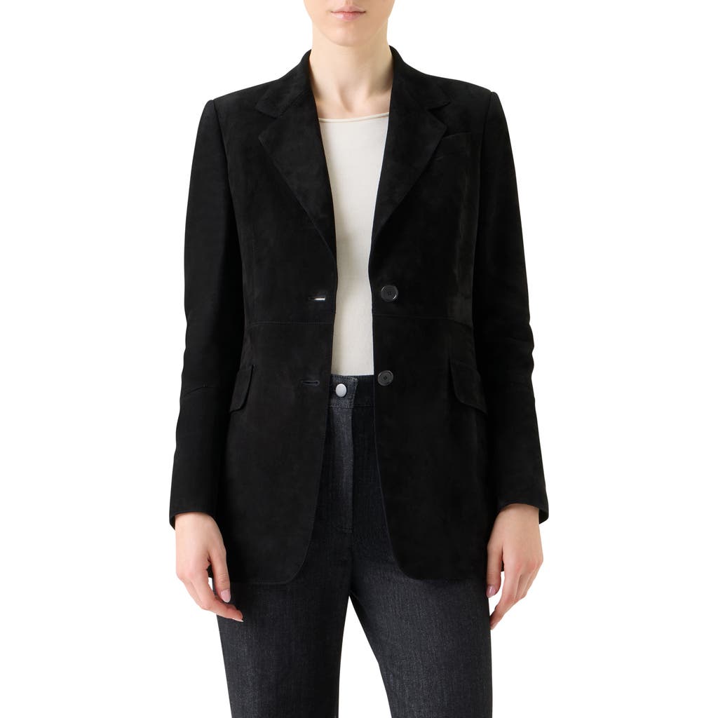 Akris Punto Lambskin Suede Blazer In Black