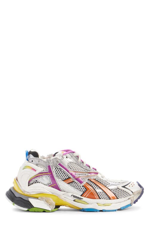 Balenciaga Deconstructed Runner Sneakers In White/multicolor