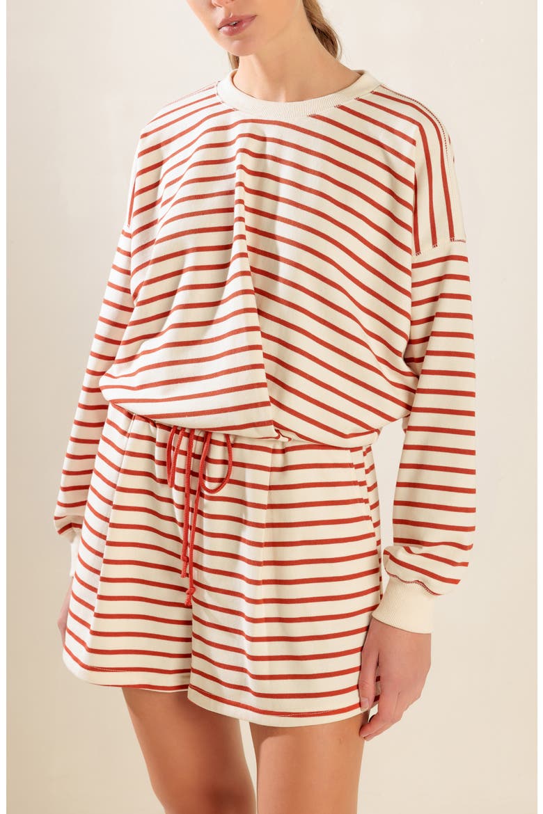 Striped Terry Top, Alternate, color, CREAM/ PUMPKIN
