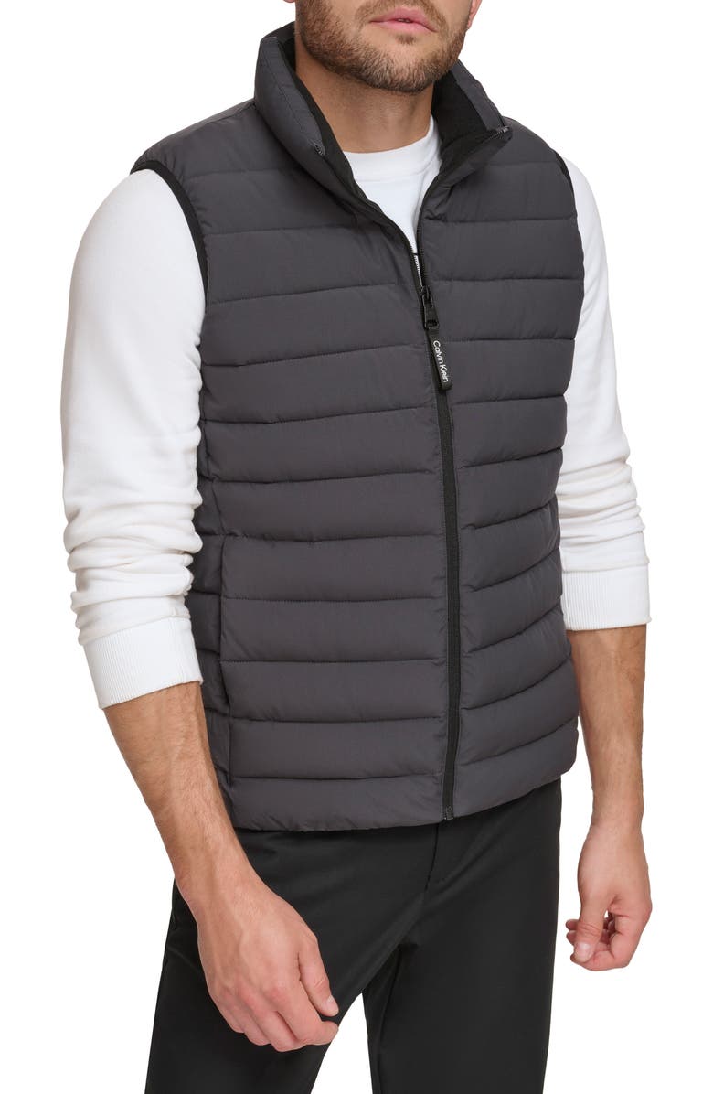 Calvin Klein Stretch Water Resistant Puffer Vest, Main, color, Iron