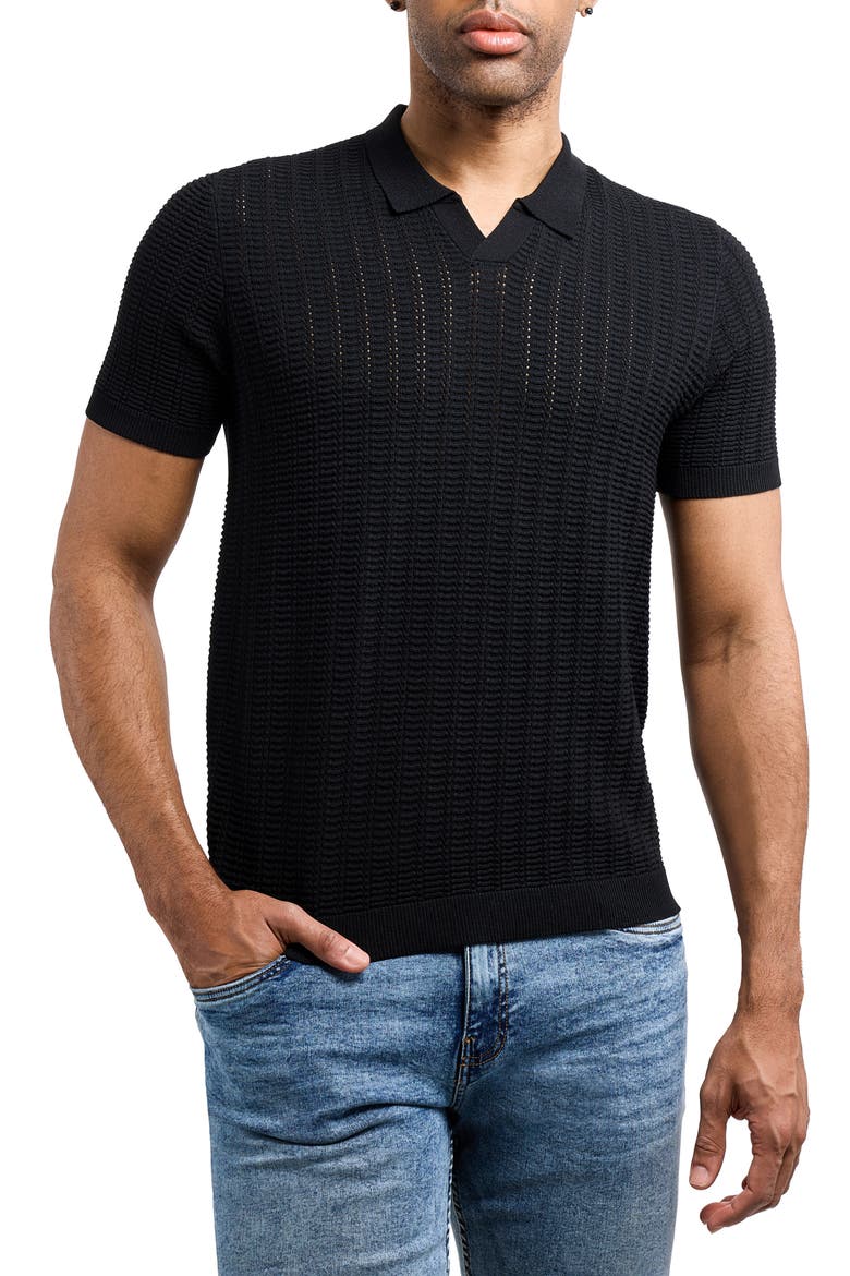 Johnny Collar Knit Polo, Main, color, BLACK
