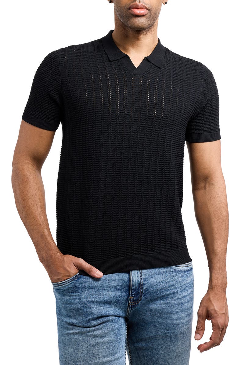 XRAY Johnny Collar Knit Polo, Main, color, Black