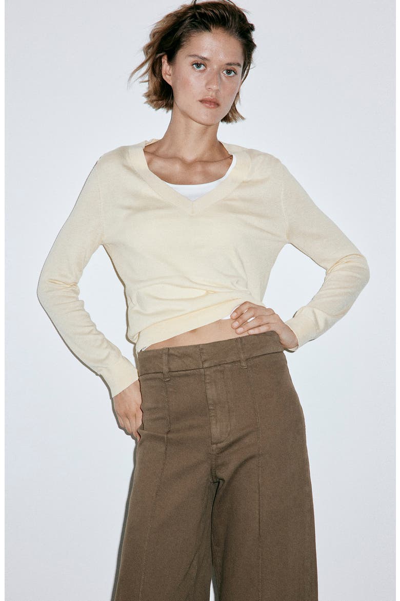 Seamed High Waist Wide Leg Jeans, Alternate, color, KHAKI GREEN