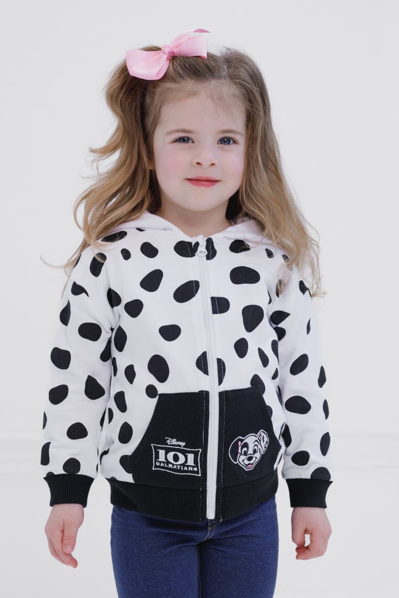 101 Dalmatians Patch Cosplay Fleece Zip-Up Hoodie, Alternate, color, Patch White Black