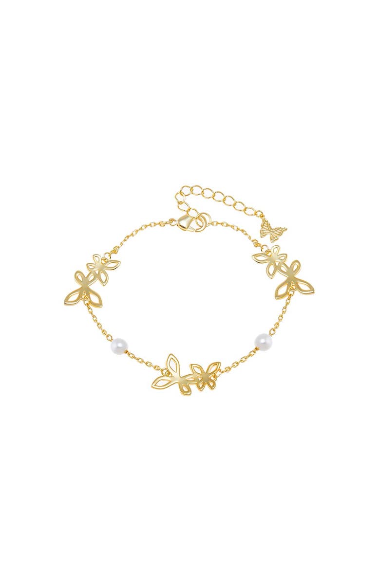 BY ADINA EDEN Butterlfies & Pearls Charm Bracelet, Main, color, Gold