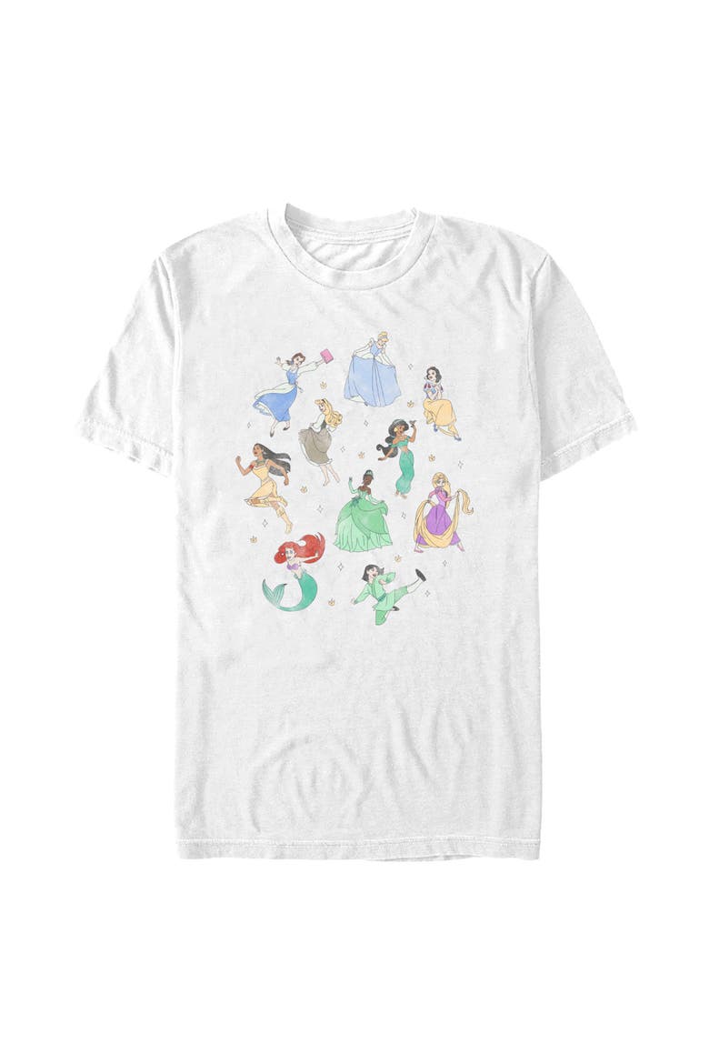 Men's Disney Distressed Princesses Circle  Graphic T-Shirt, Main, color, White
