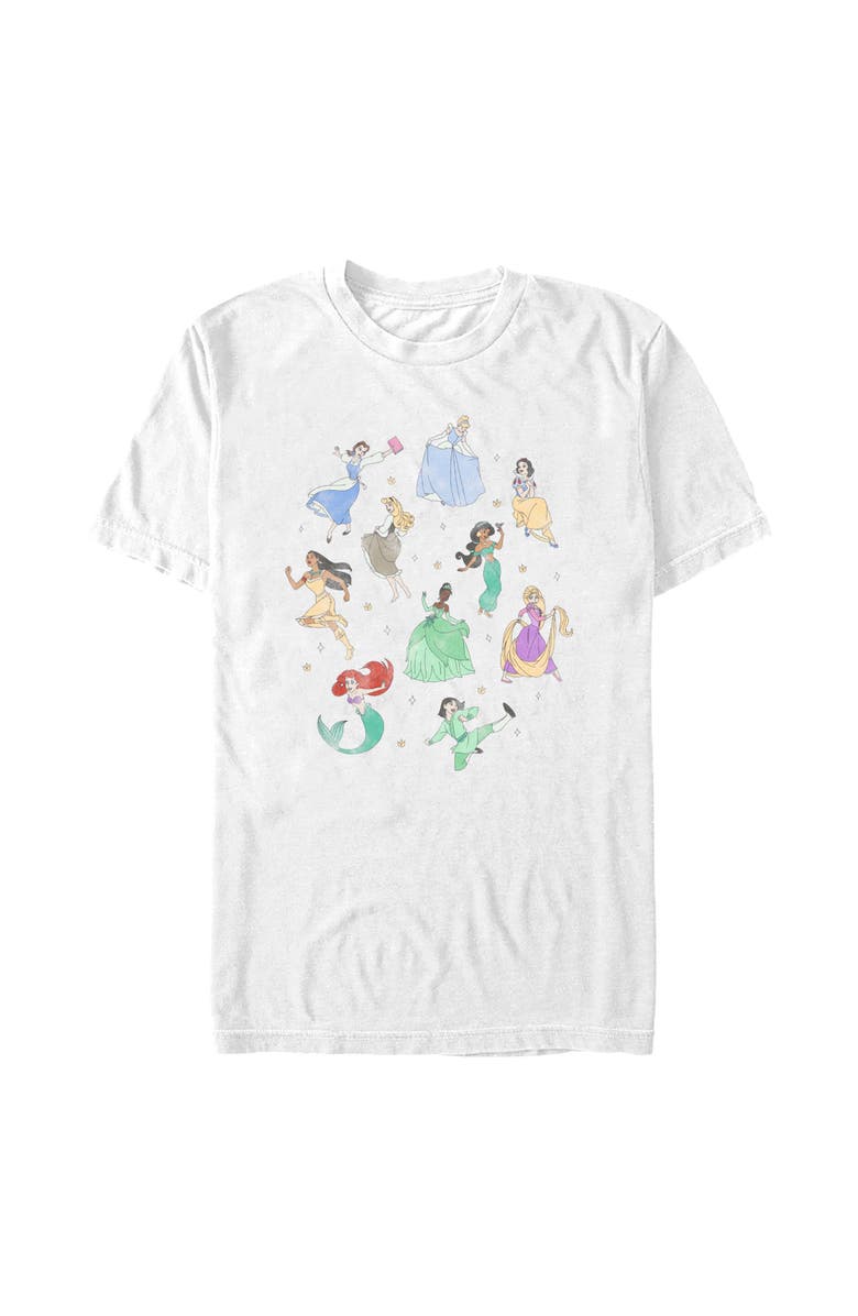 Disney Men's Disney Distressed Princesses Circle Graphic T-Shirt, Main, color, White