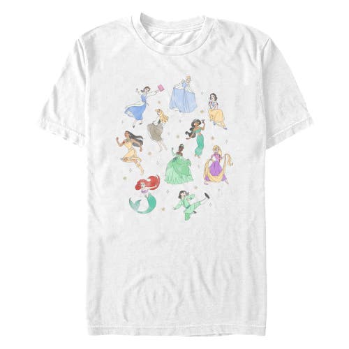 Disney Distressed Princesses Circle Graphic T-shirt In White
