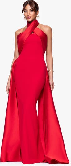 Twist Halter Neck Mikado Scuba Crepe Gown