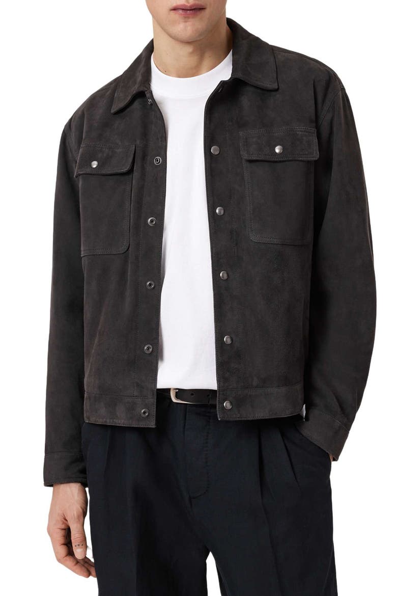 Shelton Goatskin Suede Jacket, Alternate, color, WASHED BLACK