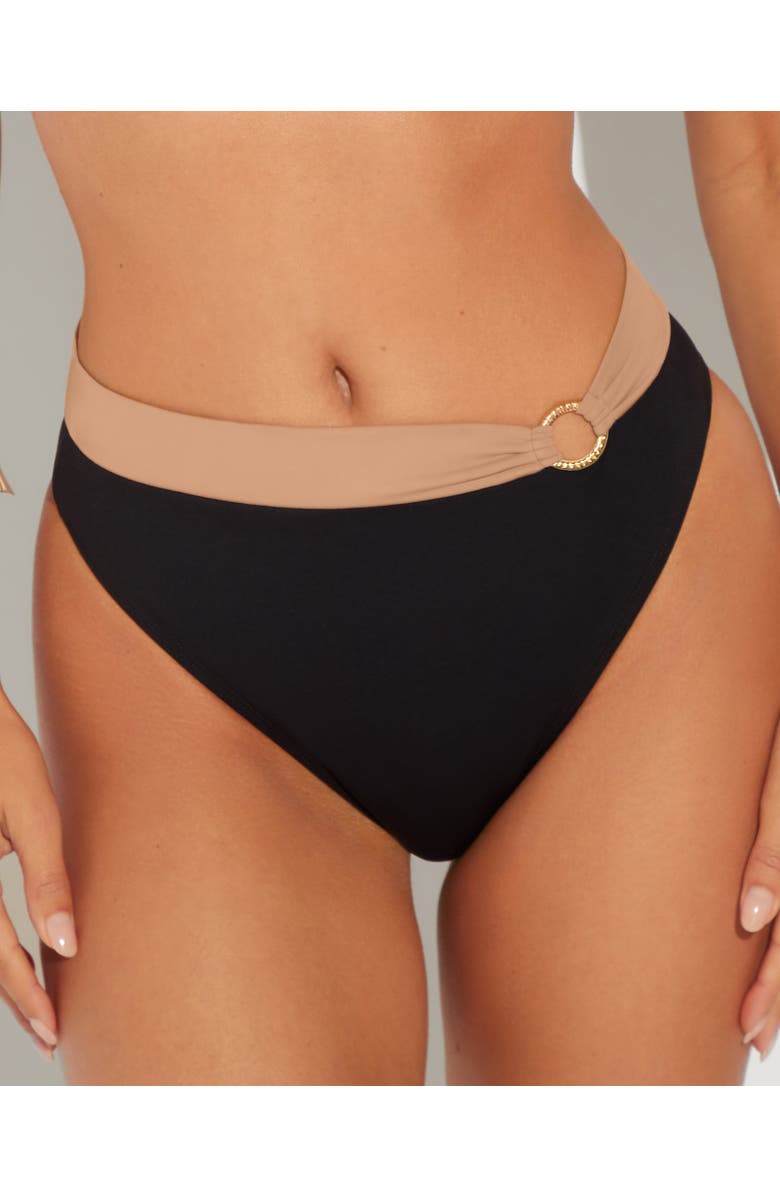 TA3 Cheeky High Wasited Bikini Bottoms, Main, color, Black/Tawny