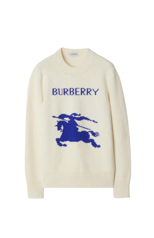 Shop Burberry Ekd Wool Cashmere Sweater In Off White
