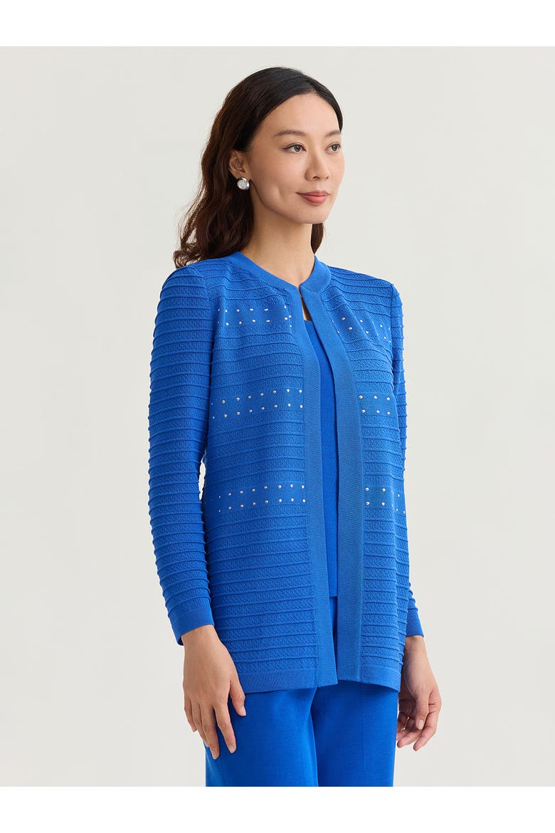 Ottoman Stitch Knit Jacket, Alternate, color, Aegean Blue