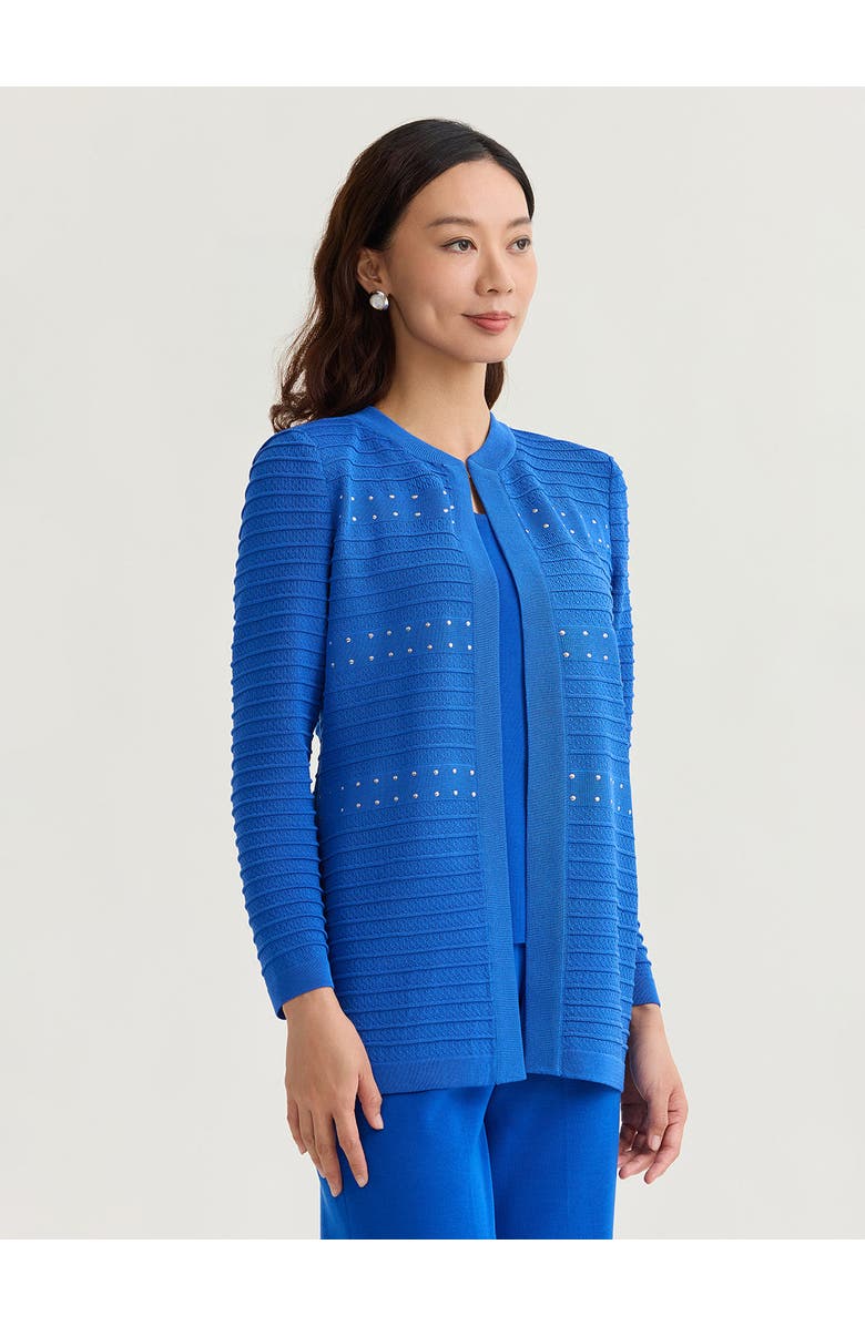 Misook Ottoman Stitch Knit Jacket, Alternate, color, Aegean Blue