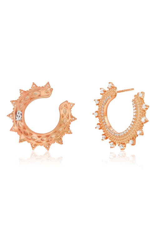 Suzy Levian Cubic Zirconia Milgrain Sunburst Frontal Hoop Earrings