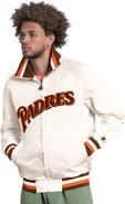 STARTER Men's Starter White San Diego Padres The Captain Cooperstown Logo Full-Zip Varsity Jacket