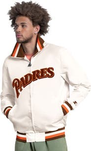 STARTER Men's Starter White San Diego Padres The Captain Cooperstown Logo Full-Zip Varsity Jacket