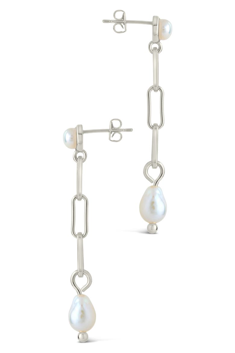 Fayelynn Cultured Pearl Chain Drop Earrings, Alternate, color, SILVER