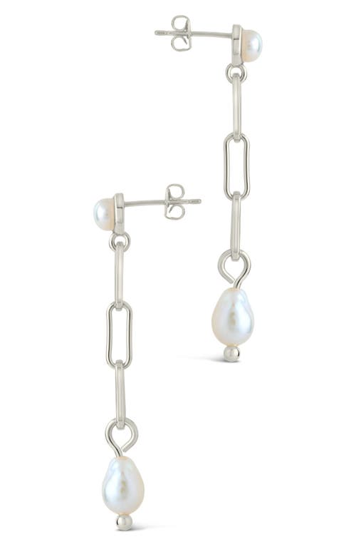 Sterling Forever Fayelynn Cultured Pearl Chain Drop Earrings In Silver