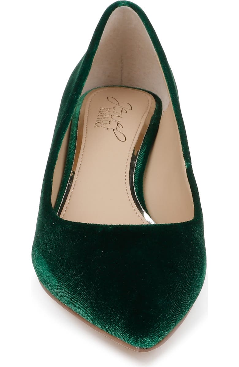 Jewel Badgley Mischka Enola Pointed Toe Kitten Heel Pump, Alternate, color, Green Velvet